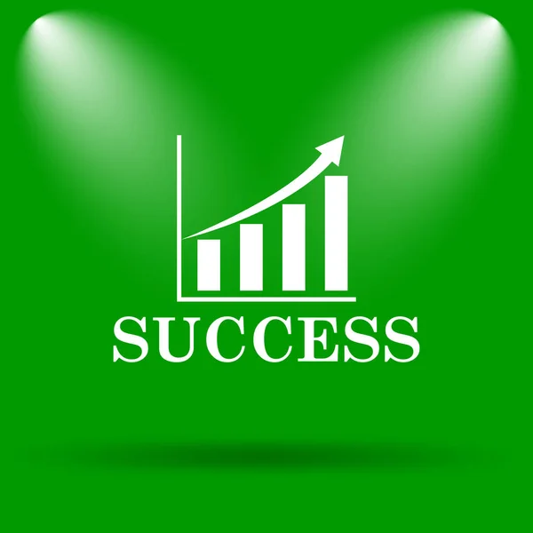 Success icon. Internet button on green background