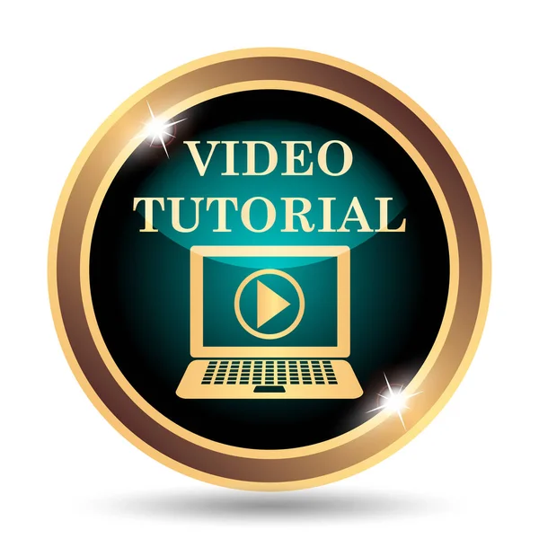 Ícone Vídeo Tutorial Botão Internet Fundo Branco — Fotografia de Stock