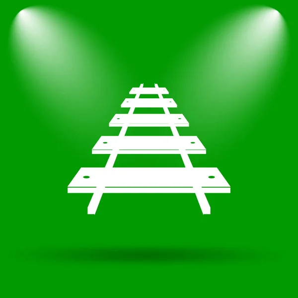 Rail Road Ikonen Internet Knappen Grön Bakgrund — Stockfoto