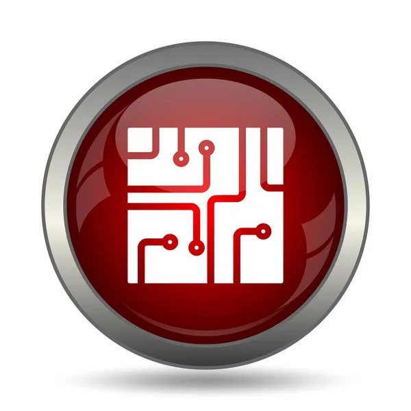 回路基板のアイコン 白い背景の上のインター ネット ボタン — ストック写真