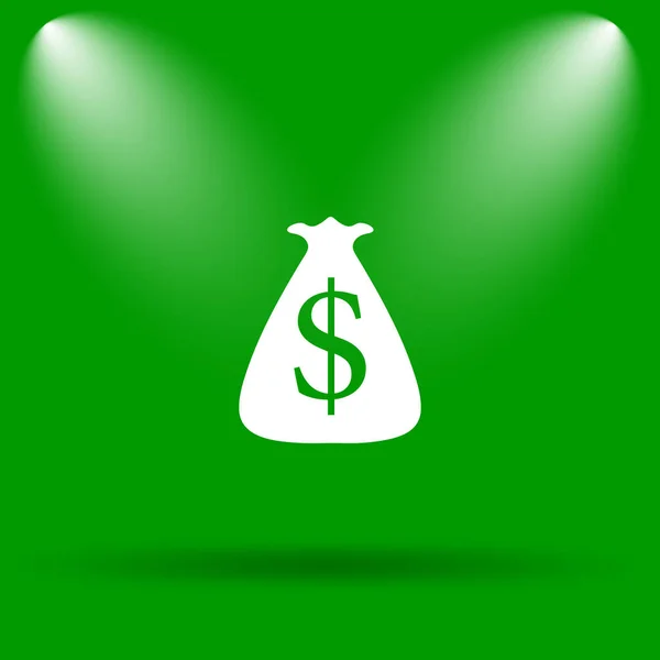 Dollar Zak Pictogram Internet Knop Groene Achtergrond — Stockfoto