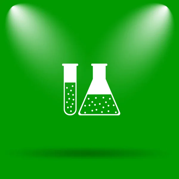 Chemistry set icon. Internet button on green background