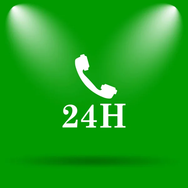 Saat Telefon Simgesi Yeşil Renkli Butona Internet — Stok fotoğraf