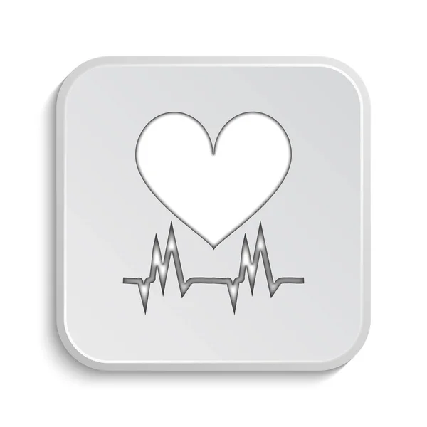 Ícone Cardíaco Botão Internet Fundo Branco — Fotografia de Stock