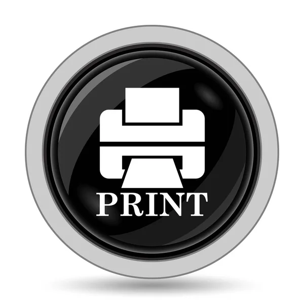 Imprimante Avec Mot Imprimer Icône Bouton Internet Sur Fond Blanc — Photo