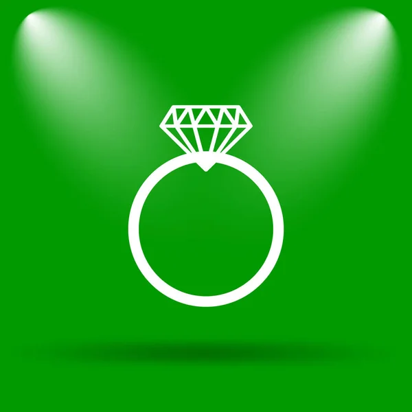 Διαμάντι Δαχτυλίδι Εικονίδιο Κουμπί Internet Πράσινο Φόντο — Φωτογραφία Αρχείου
