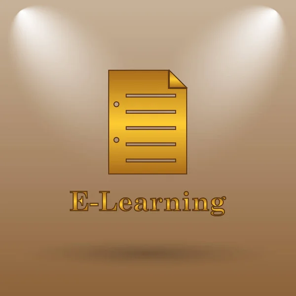 E-learning icon. Internet button on brown background