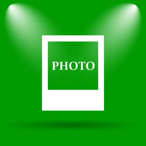 Εικονίδιο Της Φωτογραφίας Κουμπί Internet Πράσινο Φόντο — Φωτογραφία Αρχείου
