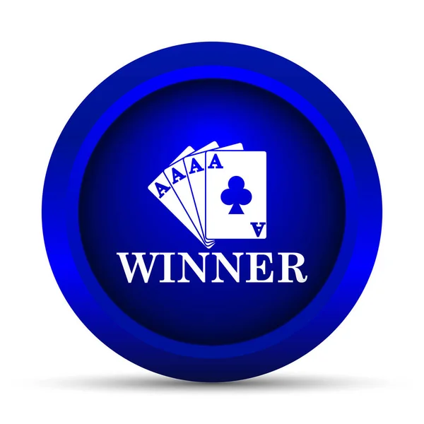 扑克赢家图标 白色背景上的互联网按钮 — 图库照片