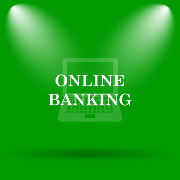 Icono Banca Online Botón Internet Sobre Fondo Verde — Foto de Stock