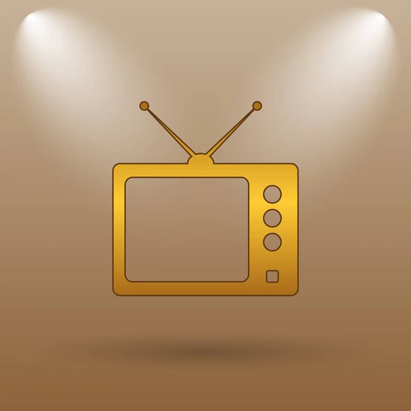 Retro tv icon. Internet button on brown background