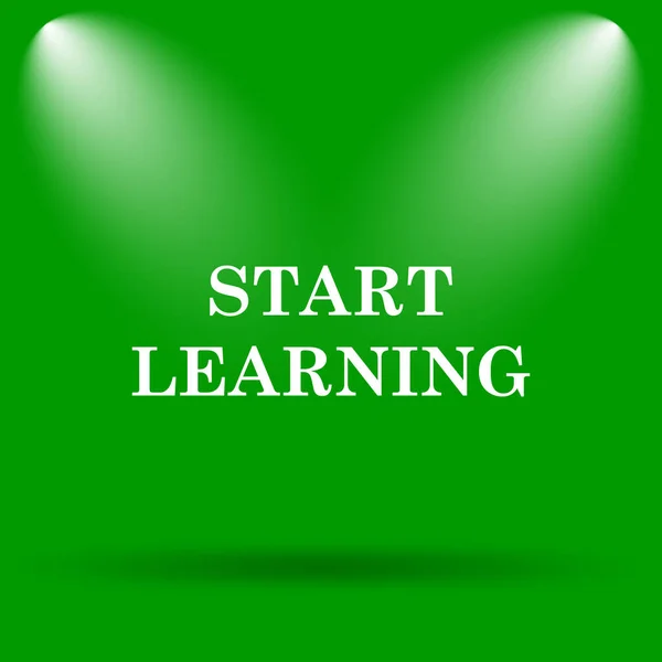 Start learn icon. Internet button on green background