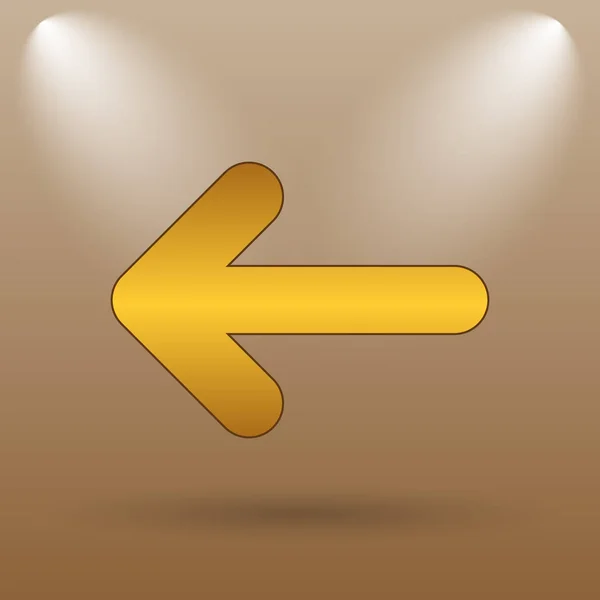 Left arrow icon. Internet button on brown background