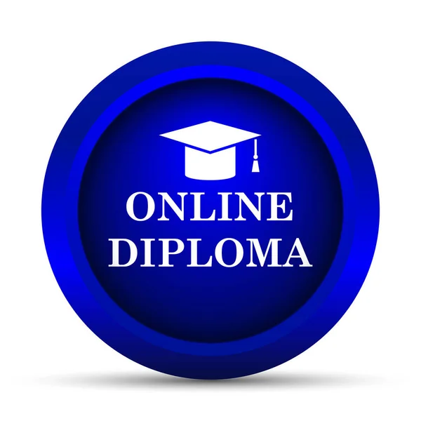 Online Diploma Simgesi Beyaz Arka Plan Üzerinde Internet Düğmesi — Stok fotoğraf