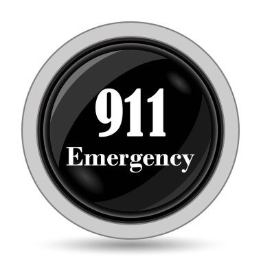 911 acil durum simgesi. Beyaz arka plan üzerinde Internet düğmesi