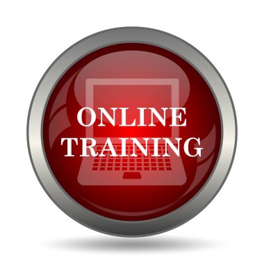 Çevrimiçi eğitim simgesi. Beyaz arka plan üzerinde Internet düğmesi