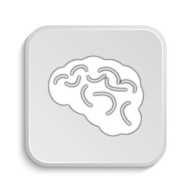 Beyin simgesi. Beyaz arka plan üzerinde Internet düğmesi