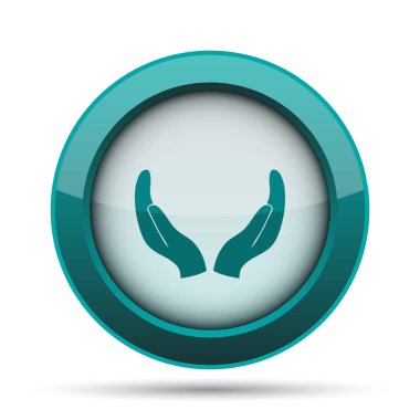 Eller simgesini korumak. Beyaz arka plan üzerinde Internet düğmesi