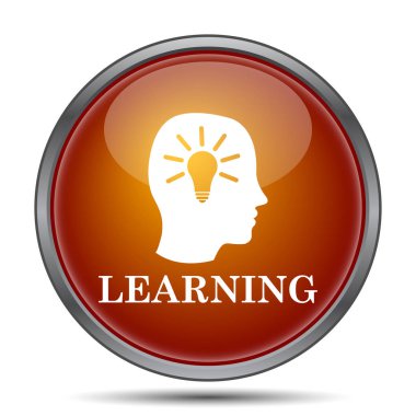 Öğrenme simgesi. Beyaz arka plan üzerinde Internet düğmesi