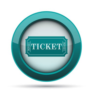 Sinema bilet simgesi. Beyaz arka plan üzerinde Internet düğmesi