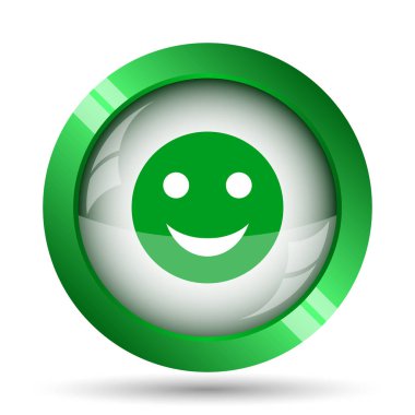 Gülen yüz simgesi. Beyaz arka plan üzerinde Internet düğmesi