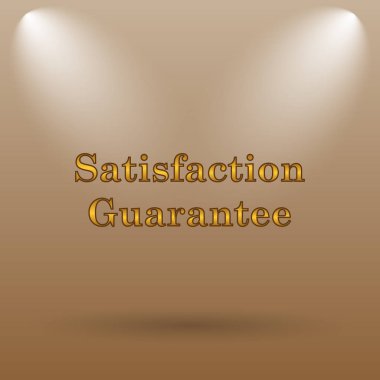 Memnuniyet garantisi simgesi. Kahverengi zemin Internet düğmesini