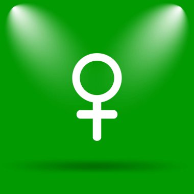 Kadın işareti simgesi. Yeşil renkli butona Internet