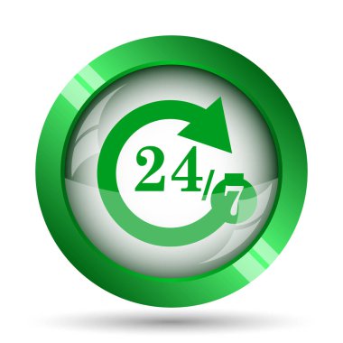 24/7 simgesi. Beyaz arka plan üzerinde Internet düğmesi