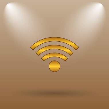 Kablosuz işareti simgesi. Kahverengi zemin Internet düğmesini
