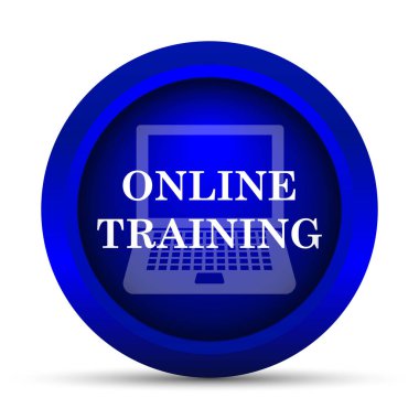 Çevrimiçi eğitim simgesi. Beyaz arka plan üzerinde Internet düğmesi