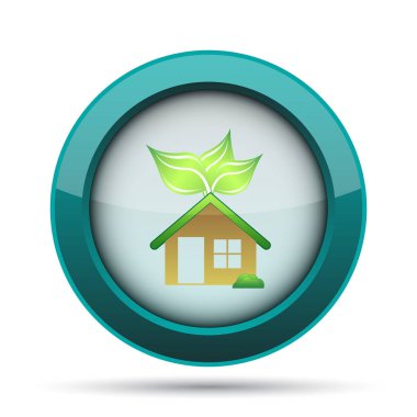 Eko ev simgesi. Beyaz arka plan üzerinde Internet düğmesi