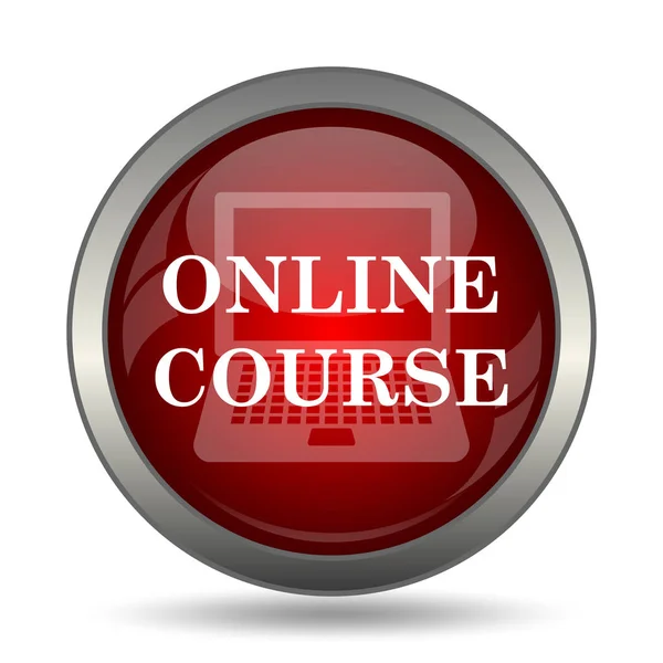 Online Cursus Pictogram Internet Knop Witte Achtergrond — Stockfoto