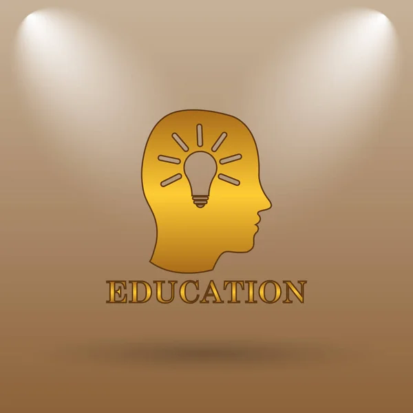Icono Educación Botón Internet Sobre Fondo Marrón — Foto de Stock