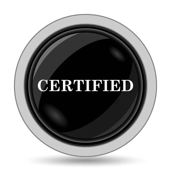 Certifikované Ikona Internet Tlačítko Bílém Pozadí — Stock fotografie