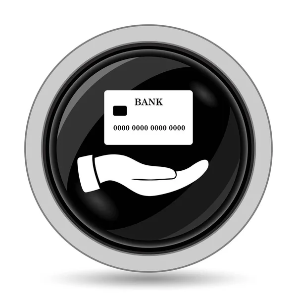 Icono Tarjeta Crédito Mano Botón Internet Sobre Fondo Blanco — Foto de Stock