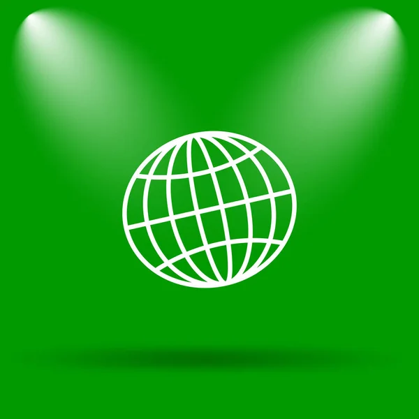 地球のアイコン 緑の背景のインター ネット ボタン — ストック写真
