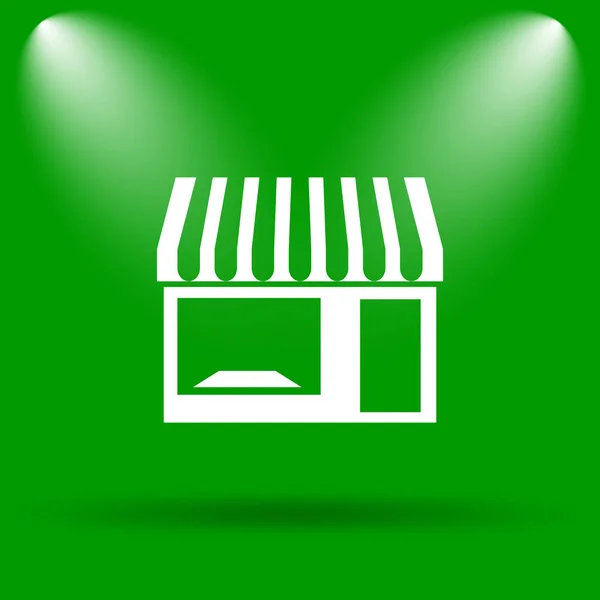 Icono Tienda Botón Internet Sobre Fondo Verde —  Fotos de Stock