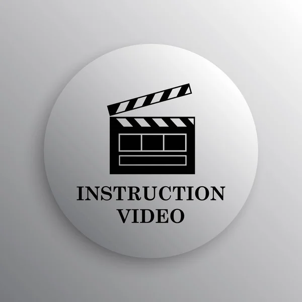 Ícone Vídeo Instrução Botão Internet Fundo Branco — Fotografia de Stock