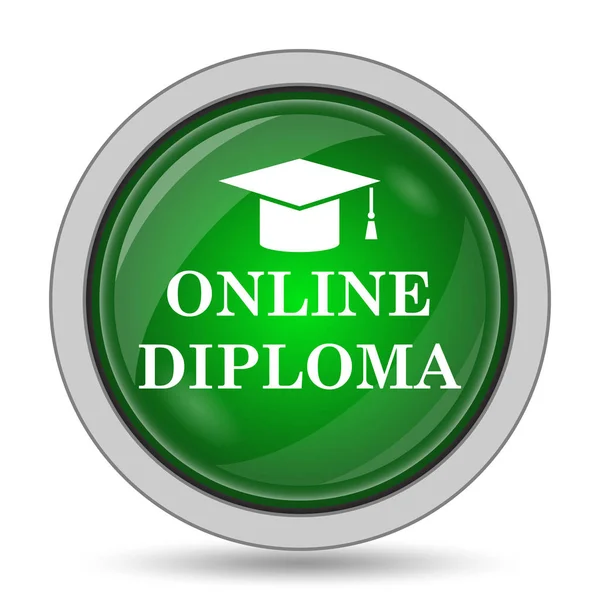 Ikona Online Dyplom Przycisk Internet Białym Tle — Zdjęcie stockowe