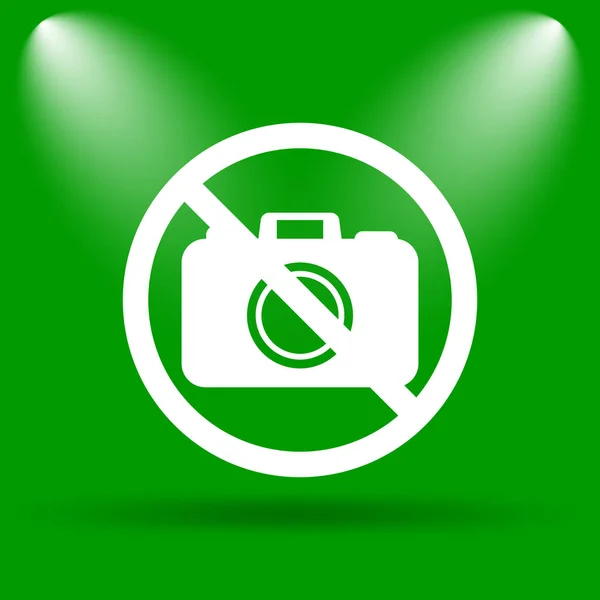 禁止相机图标 绿色背景上的互联网按钮 — 图库照片