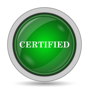 Sertifikalı simgesi. Beyaz arka plan üzerinde Internet düğmesi