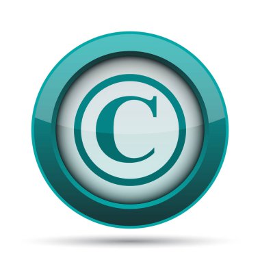 Telif hakkı simgesi. Beyaz arka plan üzerinde Internet düğmesi