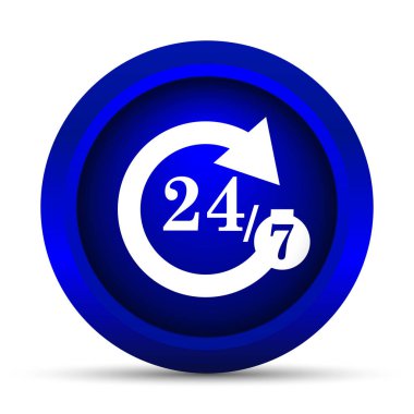 24/7 simgesi. Beyaz arka plan üzerinde Internet düğmesi