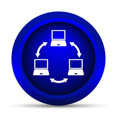 Bilgisayar ağ kutsal kişilerin resmi. Beyaz arka plan üzerinde Internet düğmesi