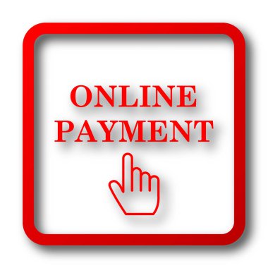 Online ödeme simgesi. Beyaz arka plan üzerinde Internet düğmesi