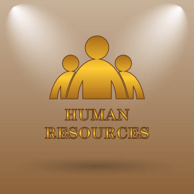 İnsan kaynakları simgesi. Kahverengi zemin Internet düğmesini