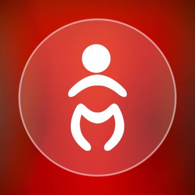 Bebek simgesi. Internet düğmesini kırmızı zemin üzerine