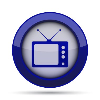 Retro tv simgesi. Beyaz arka plan üzerinde Internet düğmesi