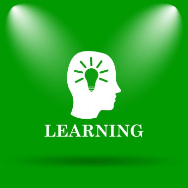 Öğrenme simgesi. Yeşil renkli butona Internet