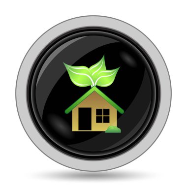 Eko ev simgesi. Beyaz arka plan üzerinde Internet düğmesi